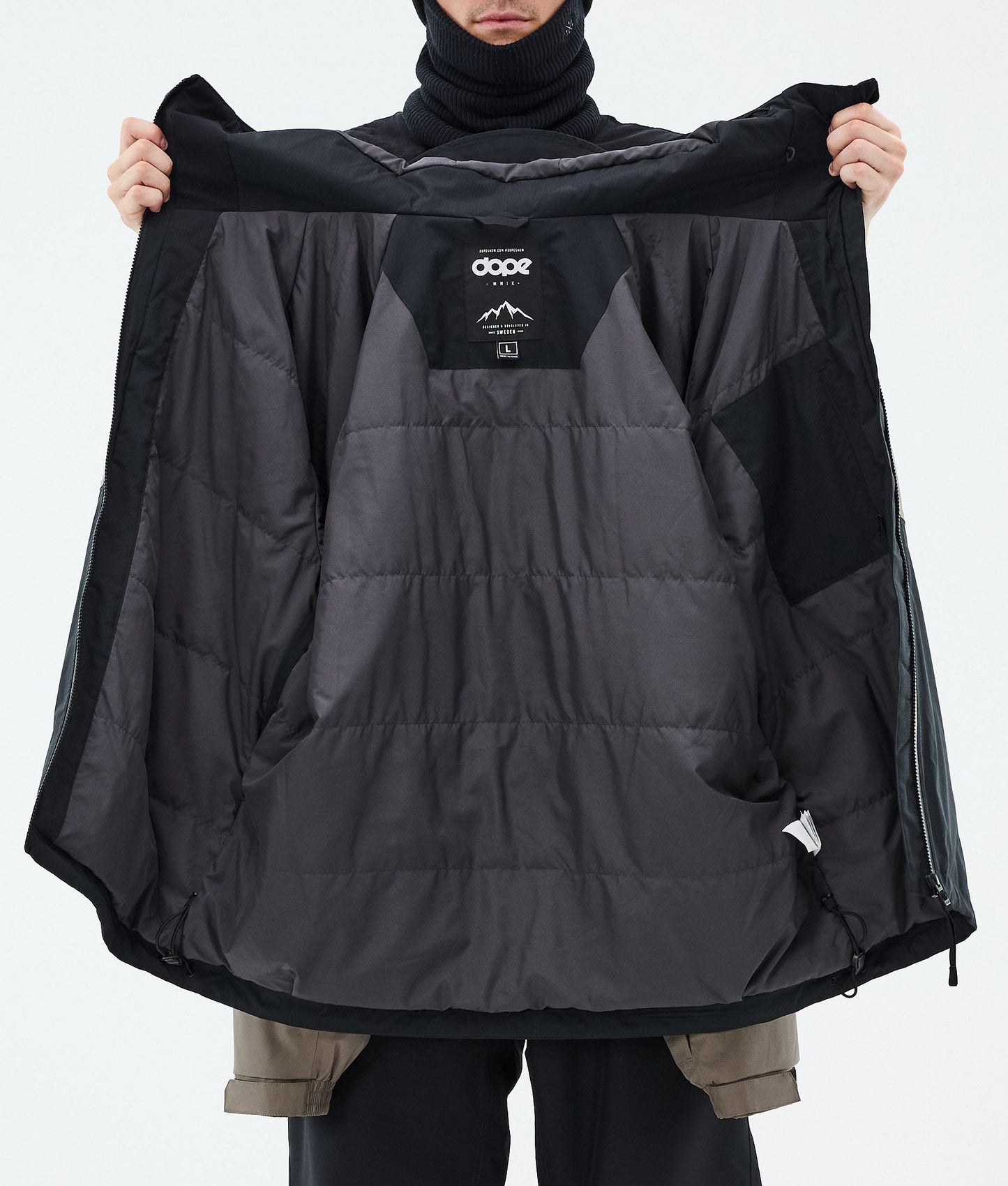 Snowboard Jacket For Men Stripe Black/Walnut