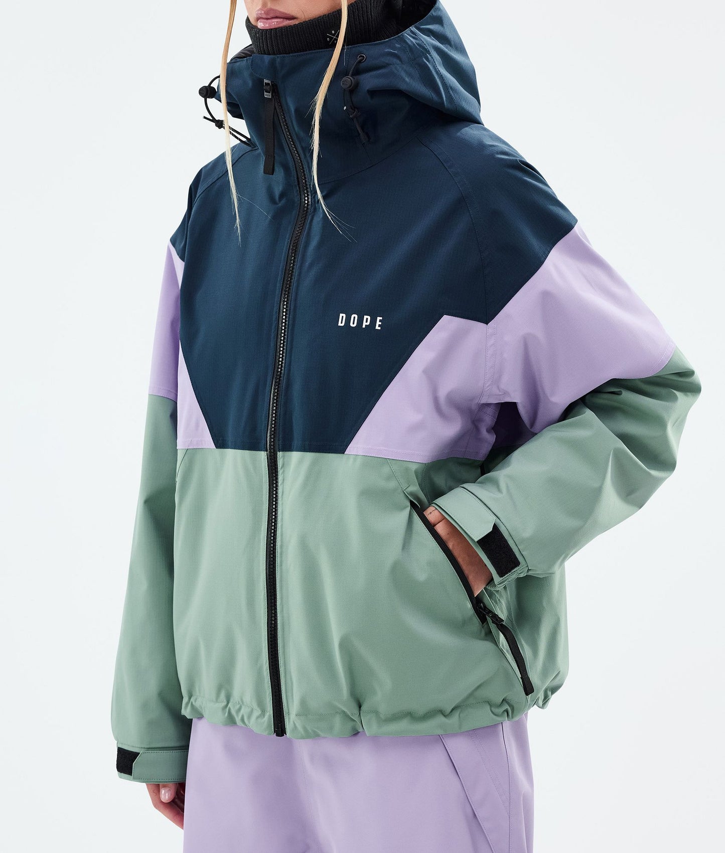 Snowboard Jacket For Women Sport Dark Blue/Faded Violet/Faded Green