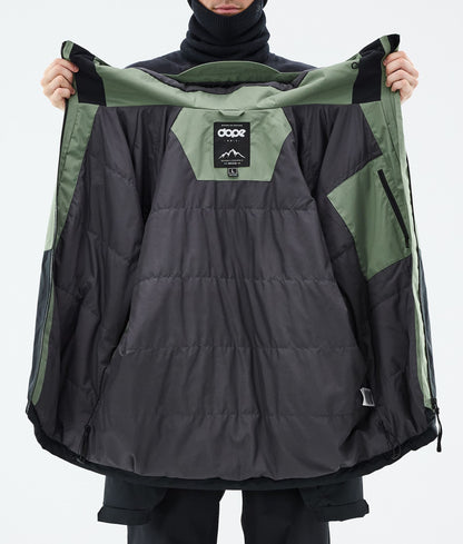 Snowboard Jacket For Men Sport Moss Green/Light Grey/Black