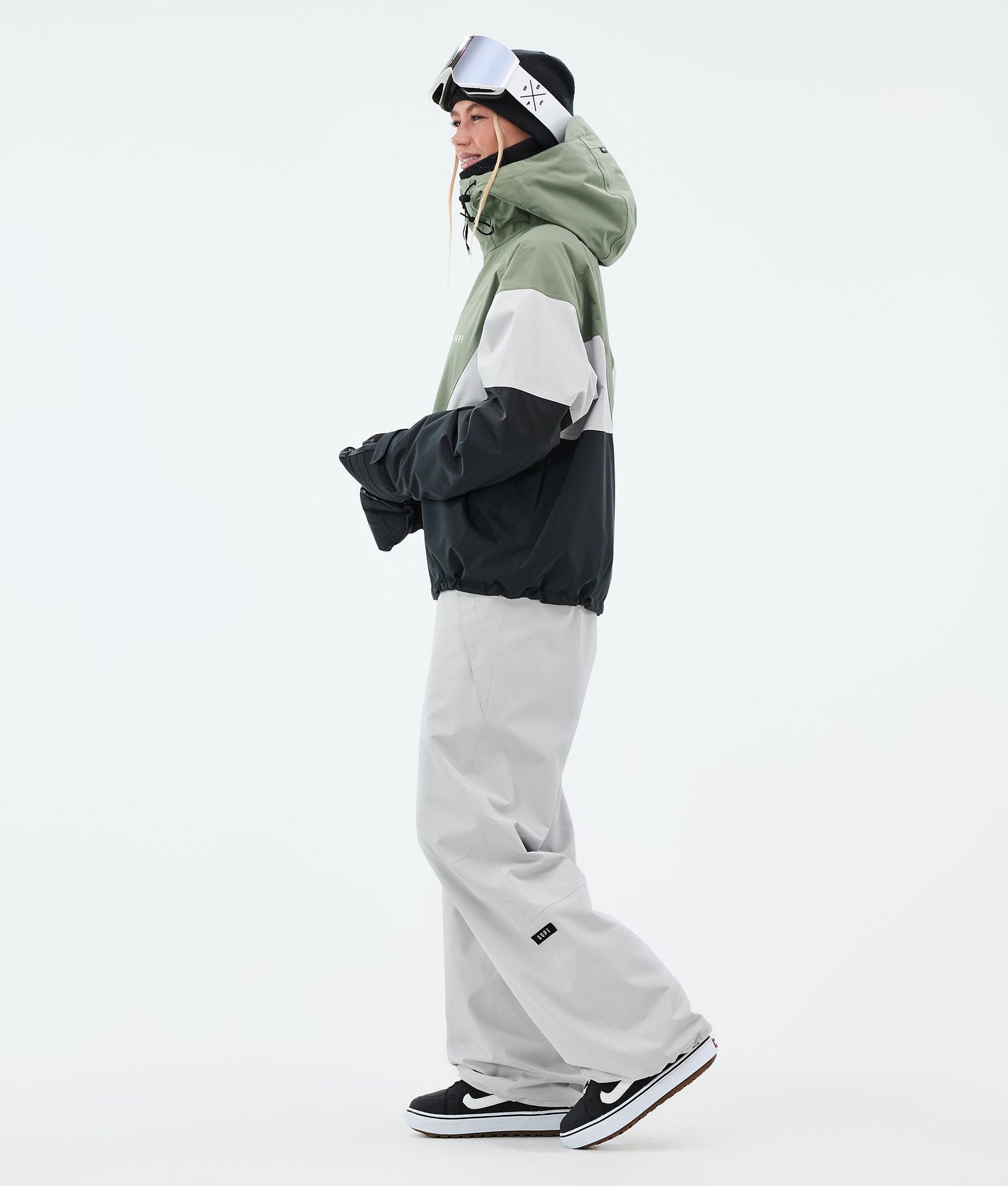 Snowboard Jacket For Women Sport Moss Green/Light Grey/Black
