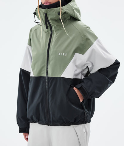 Snowboard Jacket For Women Sport Moss Green/Light Grey/Black