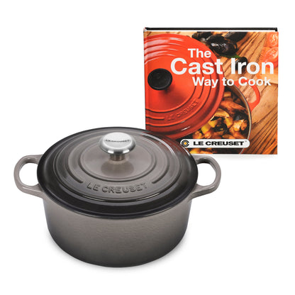Signature Cast Iron 3.5-quart Oyster Round Dutch Oven & Cookbook Set