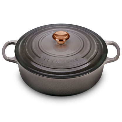 Signature Cast Iron 6.75-quart Oyster Round Wide Dutch Oven with Copper Knob