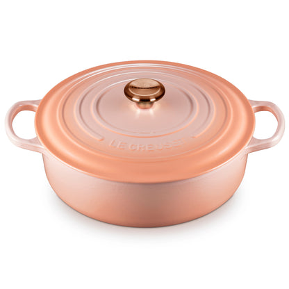 Signature Cast Iron 6.75-quart Peche Round Wide Dutch Oven with Copper Knob