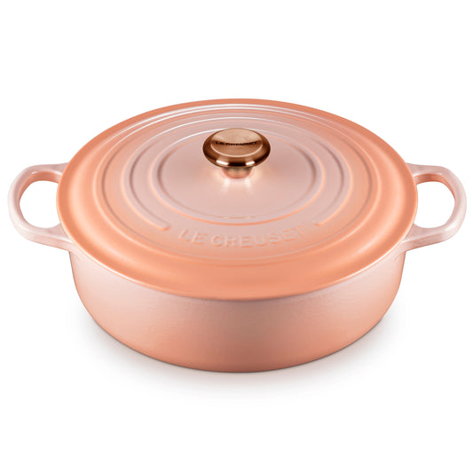Signature Cast Iron 6.75-quart Peche Round Wide Dutch Oven with Copper Knob
