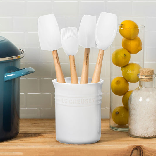 5 Piece White Silicone Utensil Set