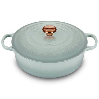 Signature Cast Iron 6.75-quart Sea Salt Round Wide Dutch Oven with Copper Knob