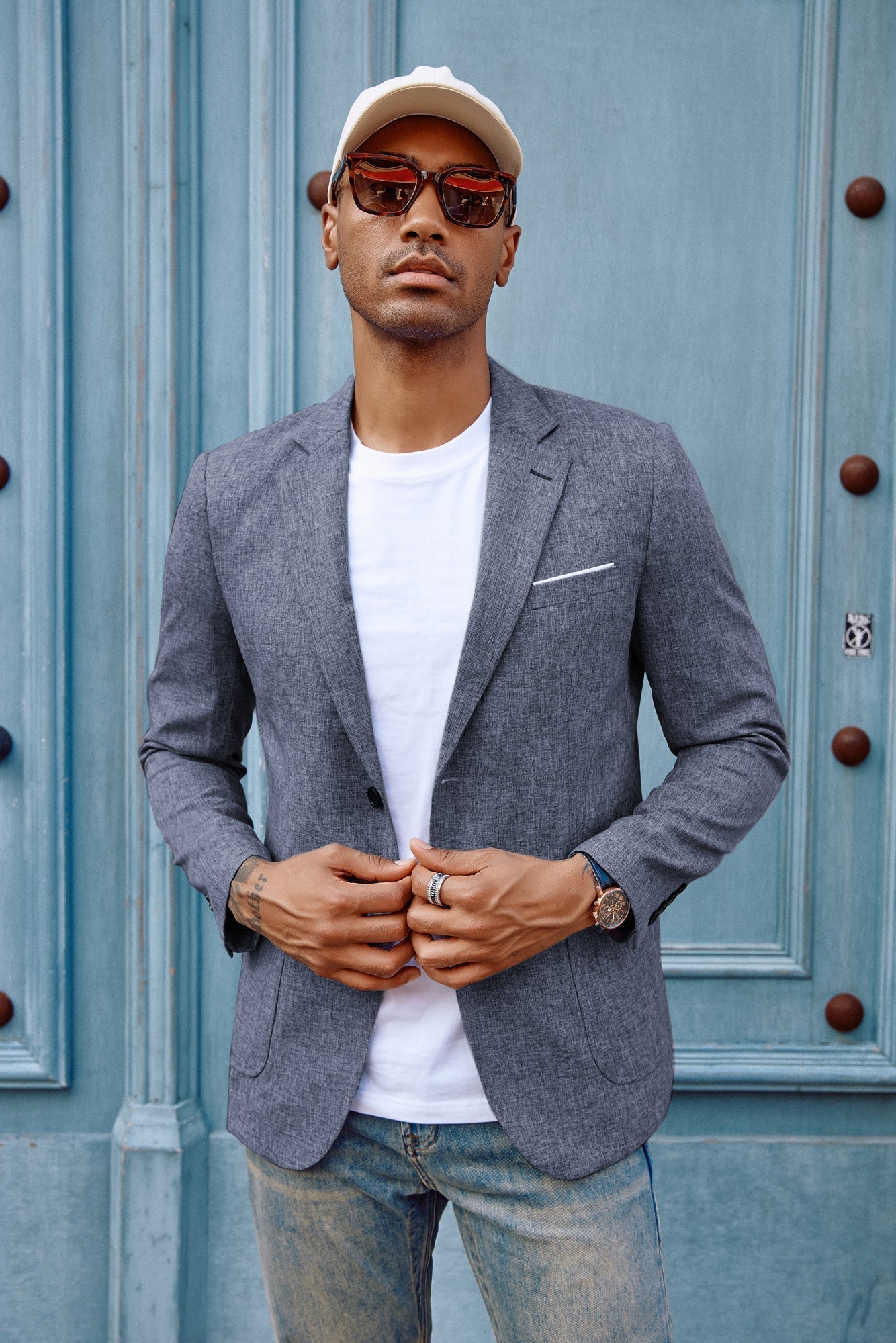 Men's Casual Sport Coat Blazer Two Buttons Lightweight Business Jackets