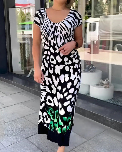 Casual Printed Short Sleeve Dress